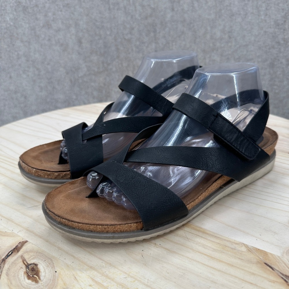 Euro Soft Gianetta Sandals Womens 9.5 Black Strappy Comfort Cork Footbed